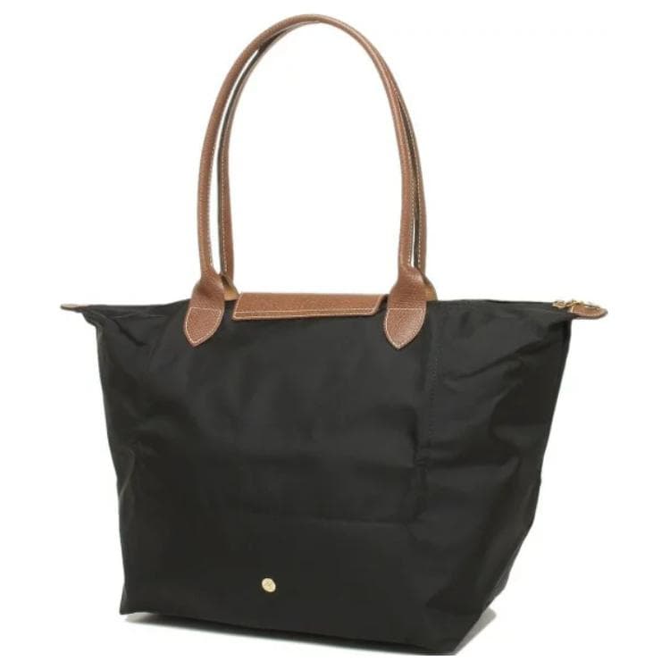 LONGCHAMP Le Pliage Canvas With Leather Canvas Bag, большая сумка, сумка для покупок, сумка на одно плечо Тубы женские черные