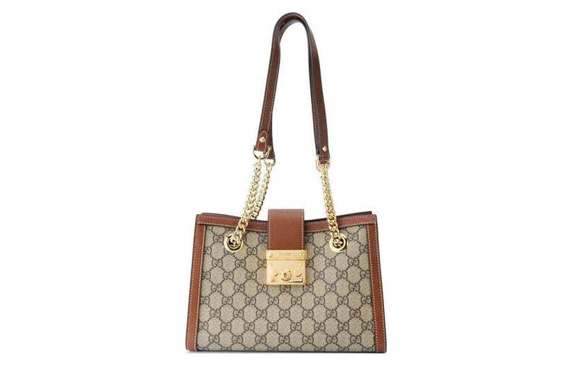 GUCCI Padlock Canvas With Leather Tote Bag, Shopping Bag, Portable Crossbody Bag, Shoulder Bag Women's