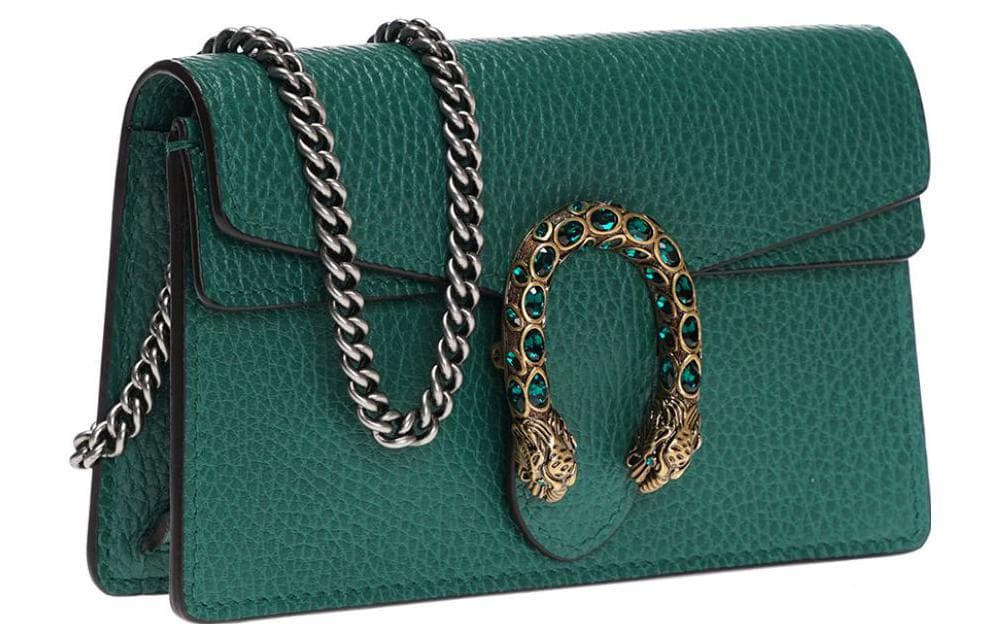 GUCCI Dionysus Кожаная сумка через плечо, сумка через плечо Extra Mini Женская Изумрудно-Зеленая