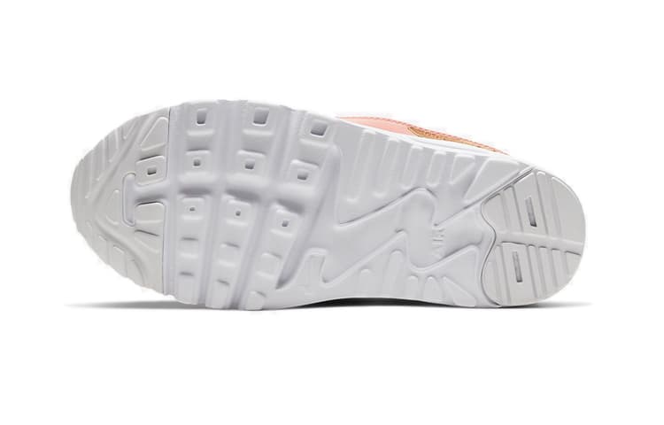 Детская повседневная обувь Nike Air Max Tiny 90 с низким берцем с амортизаторами белого и розового цвета для детей от 3 до 7 лет