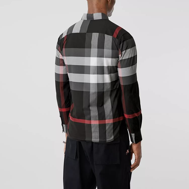 Рубашка из хлопкового поплина стрейч в клетку Burberry