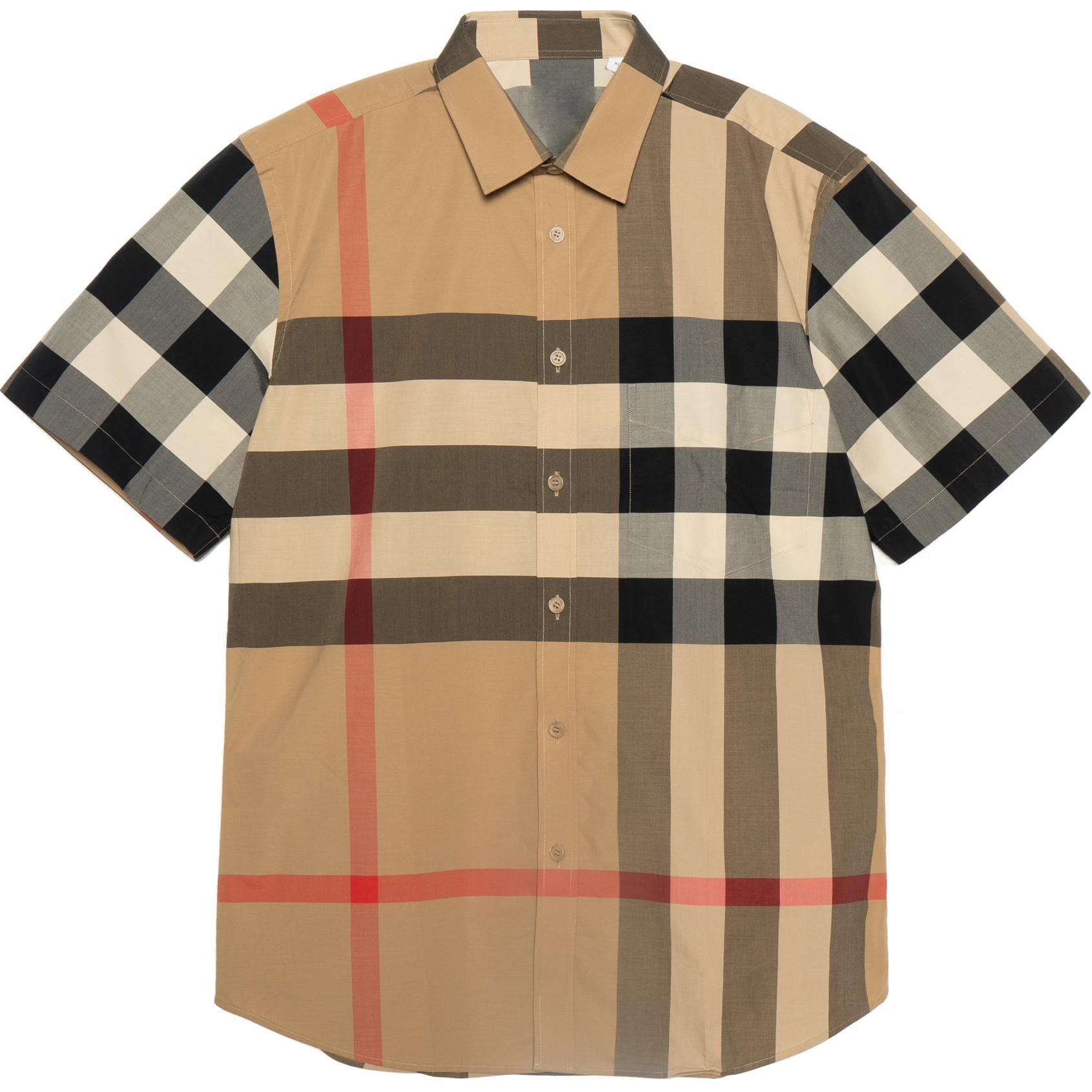 Burberry Check Stretch Poplin Short Sleeve Shirt