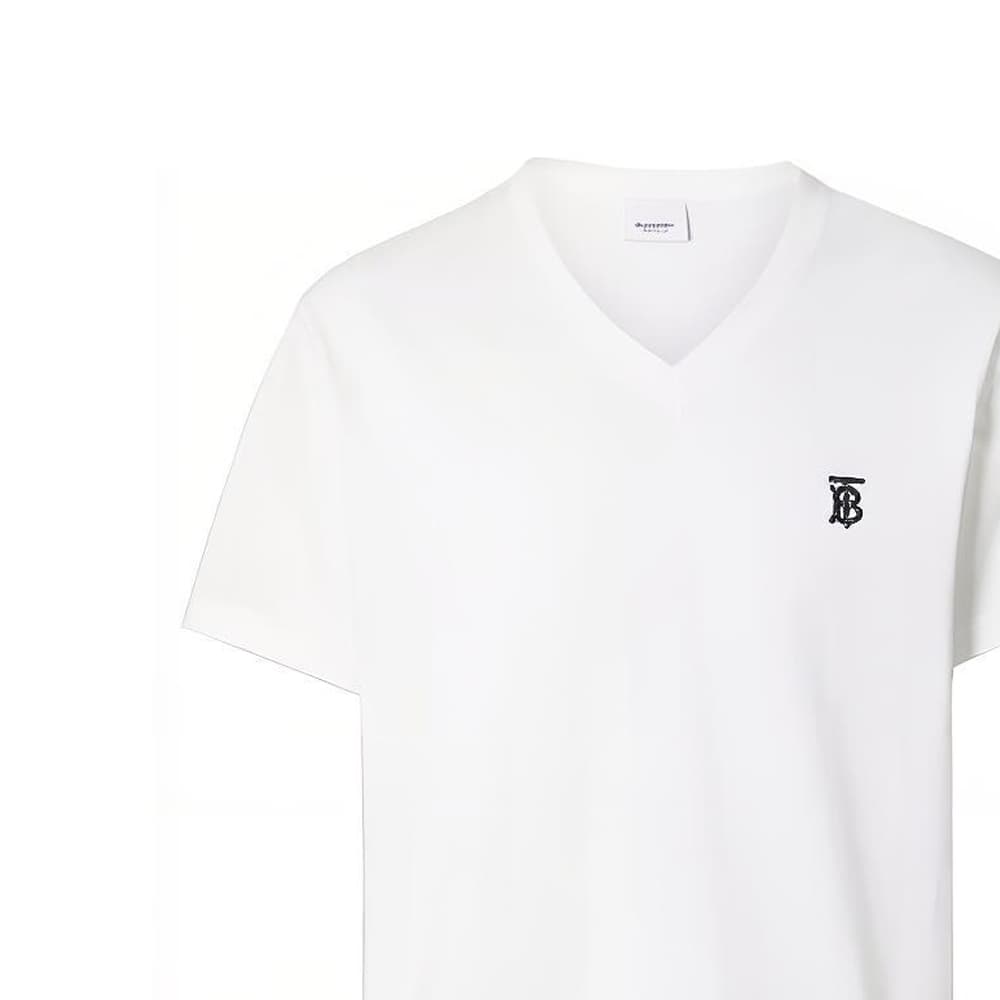 Футболка с V-образным вырезом и вышивкой Burberry Monogram