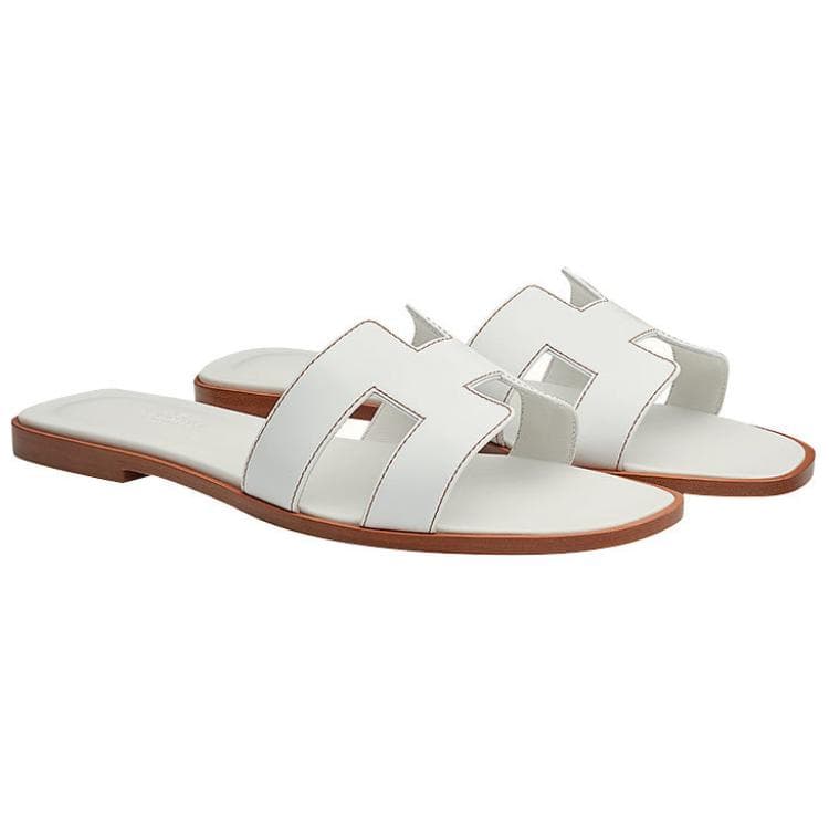 Сандалии HERMES Oran Blanc Box из телячьей кожи