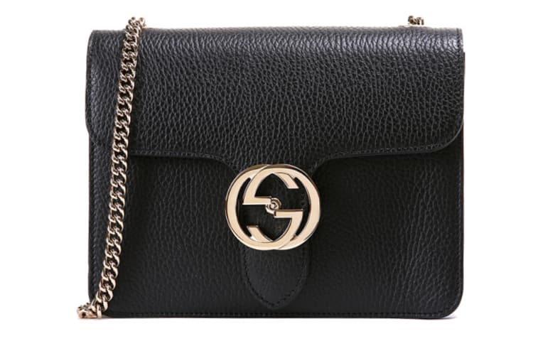 GUCCI Cow Leather Messenger Bag, Trunk Bag, Crossbody Bag, Shoulder Bag Women's Black