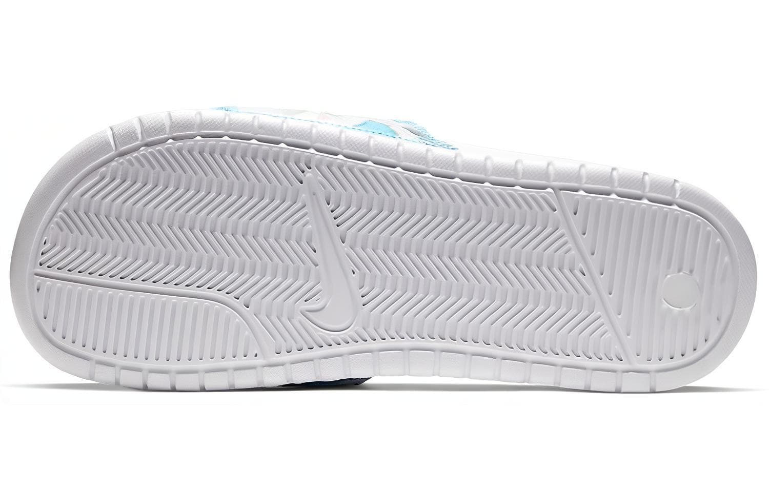 Женские бело-синие тапочки Nike Benassi Jdi с цветочным принтом, «бело-синие»