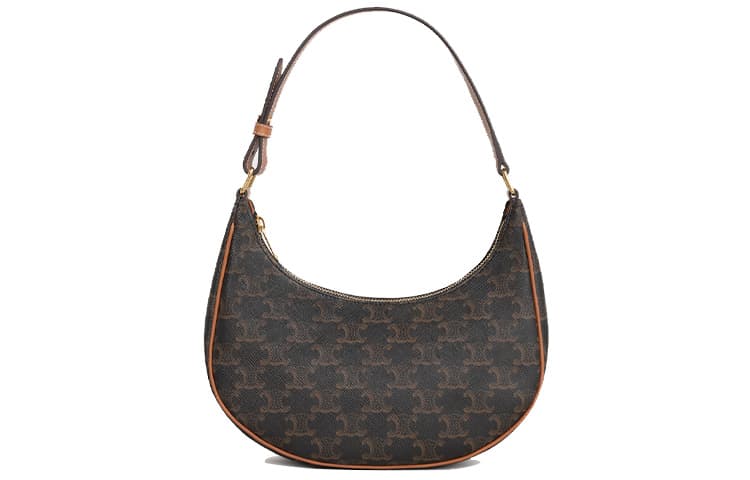 CELINE AVA Cow Leather One Shoulder Handbag Small Women's Tawny