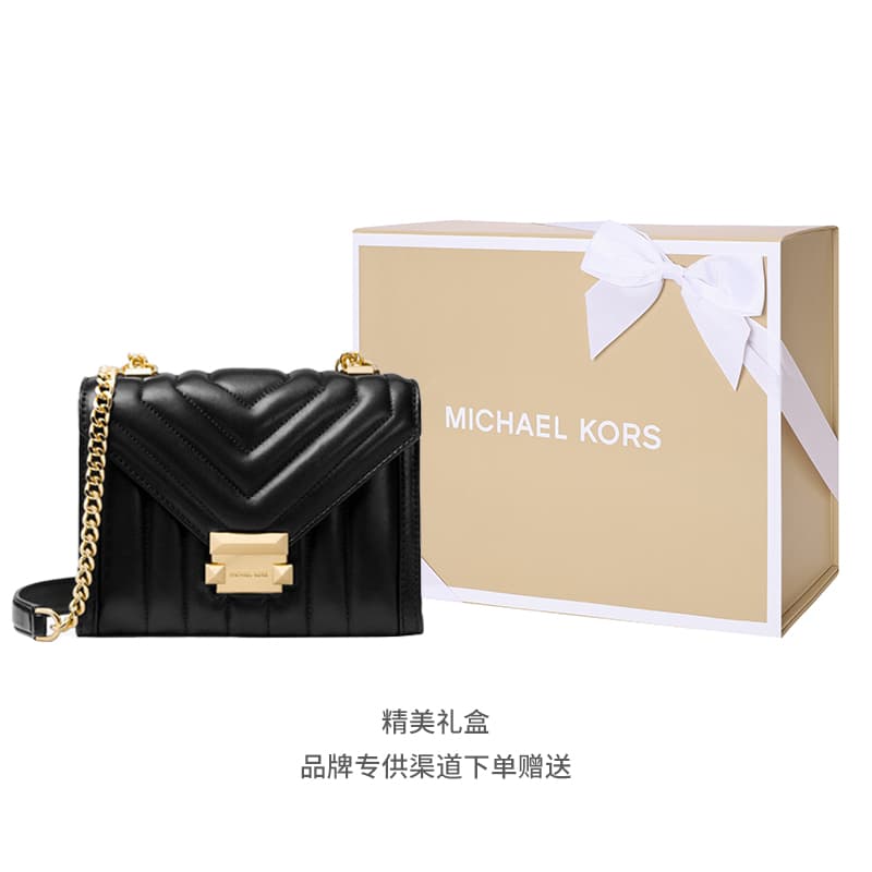 MICHAEL KORS Whitney Сумка через плечо из овчины, сумка через плечо, маленькая женская, чистый черный цвет