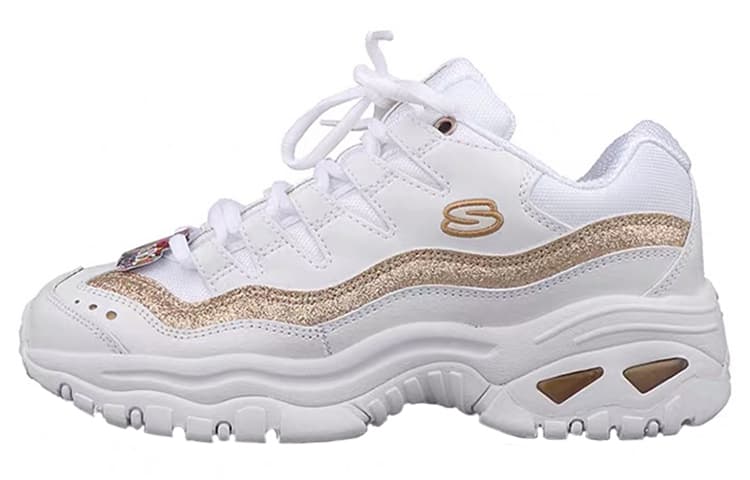 Skechers D'lites Running Shoes White/Gold Women's