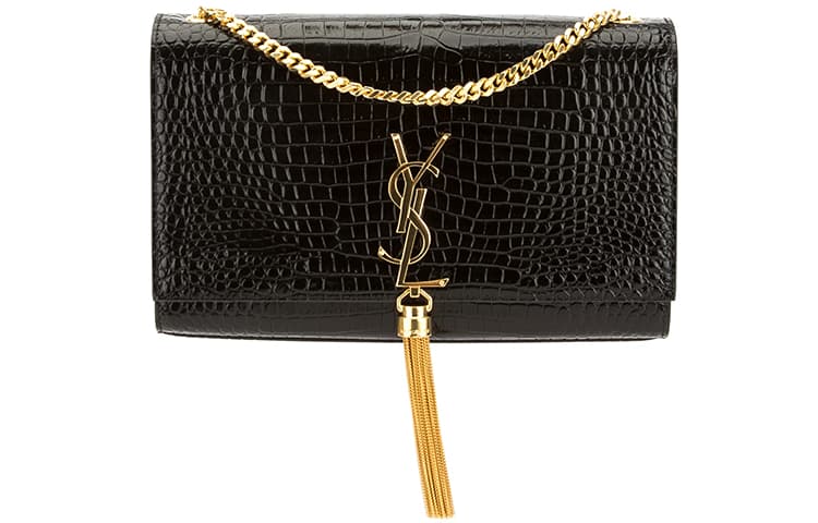 SAINT LAURENT KATE Shiny Cow Leather Crossbody Bag Women's Black