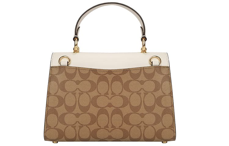 Кожаная сумка COACH Tilly, сумка через плечо, сумка через плечо, средний размер, женская, бело-коричневая с монограммой