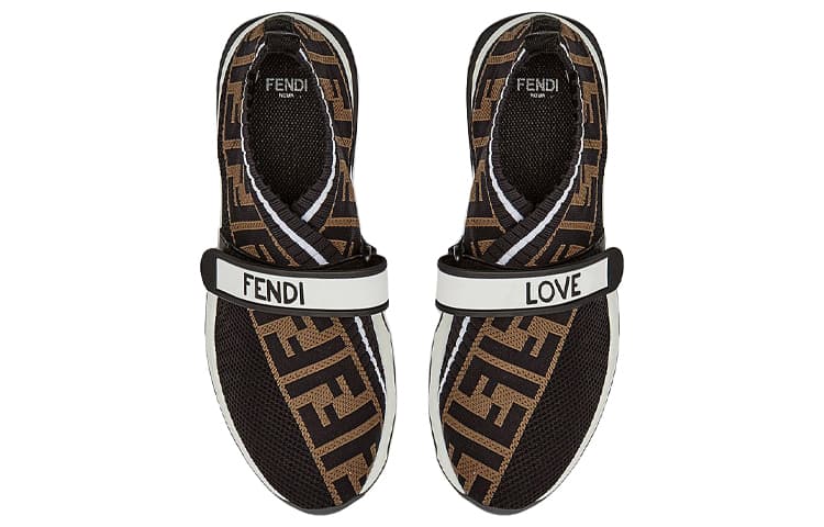 Женские кроссовки FENDI Rockoko с мотивом FF, цвет «Черно-коричневый»
