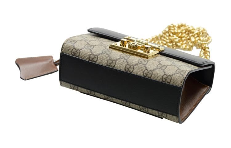 Холщовые и кожаные сумки через плечо GUCCI с замком, маленькие женские, черного и черного цвета