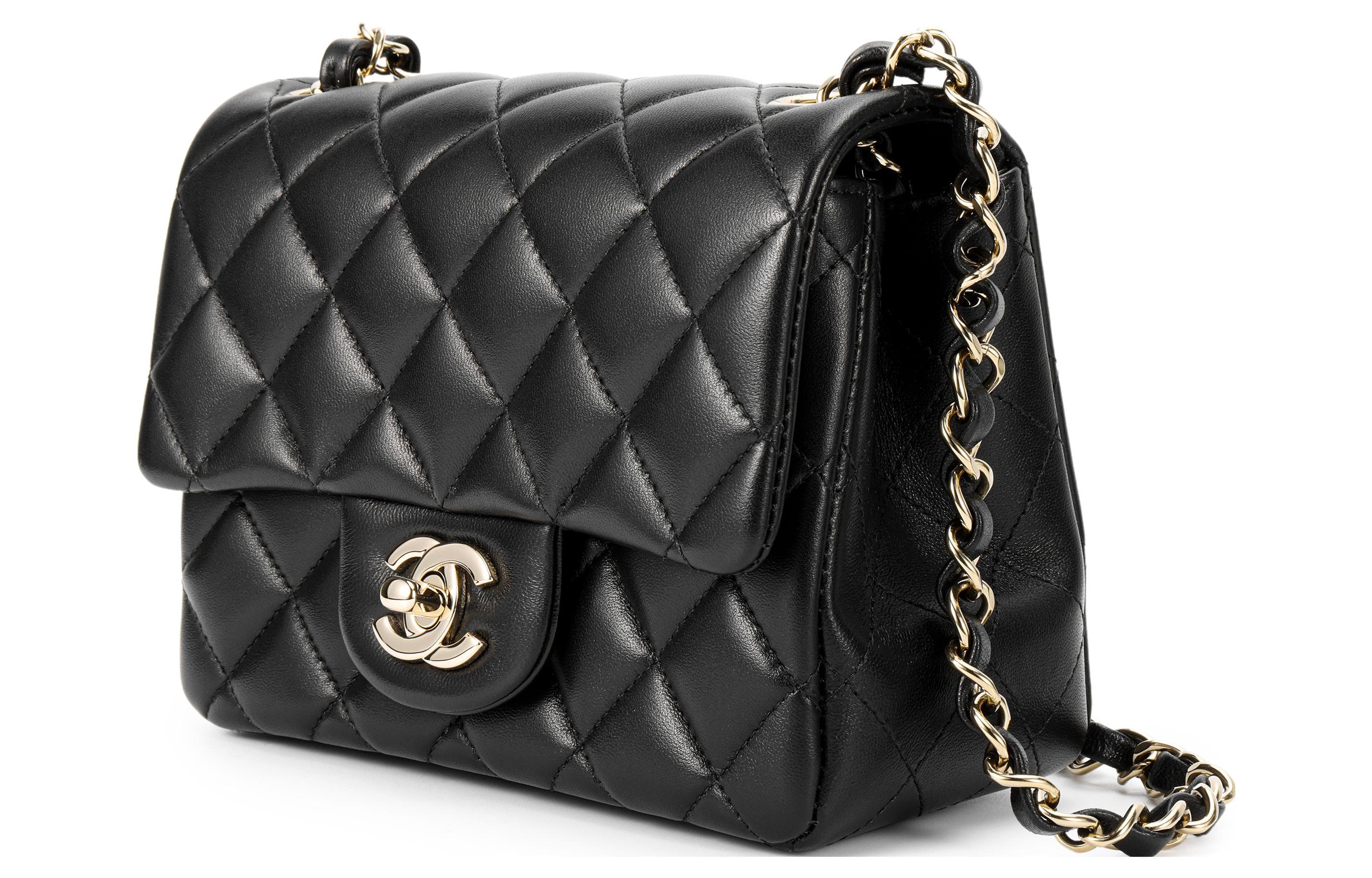 CHANEL Classic Flap CF Сумка через плечо из овчины, мини-сумка через плечо женская черная