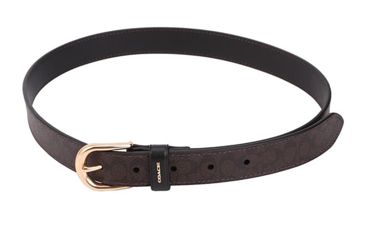 Женский ремень COACH с пряжкой каштановый черный/25 мм