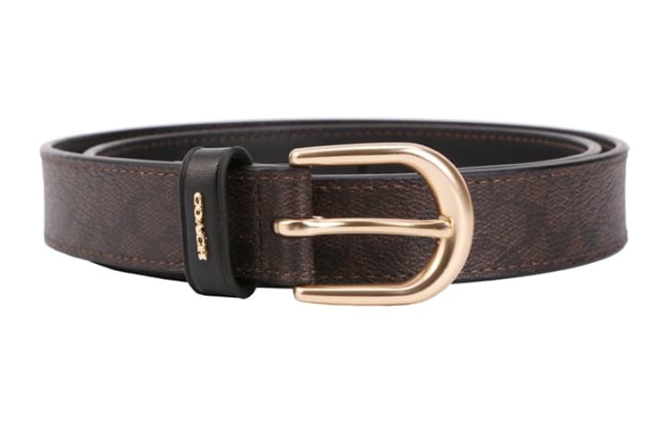 Женский ремень COACH с пряжкой каштановый черный/25 мм