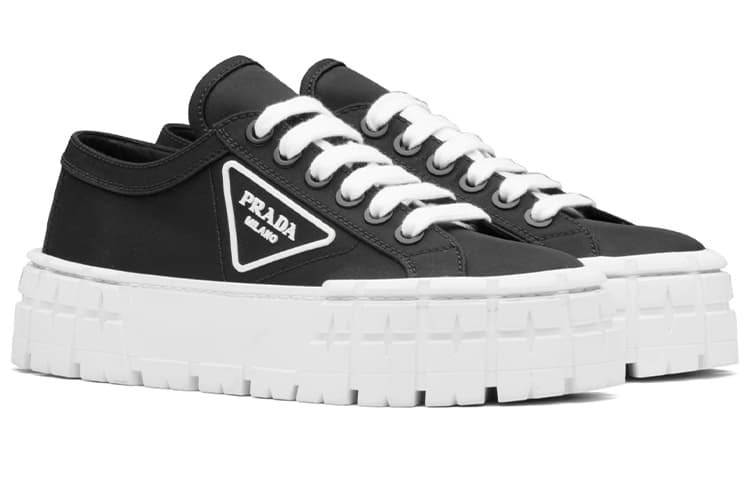 Женские кроссовки PRADA Double Wheel Re из нейлона и габардина, черные