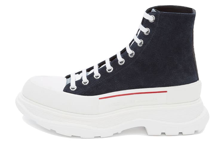 Alexander McQueen Tread Slick Short Martin Boot Men's Marine Blue