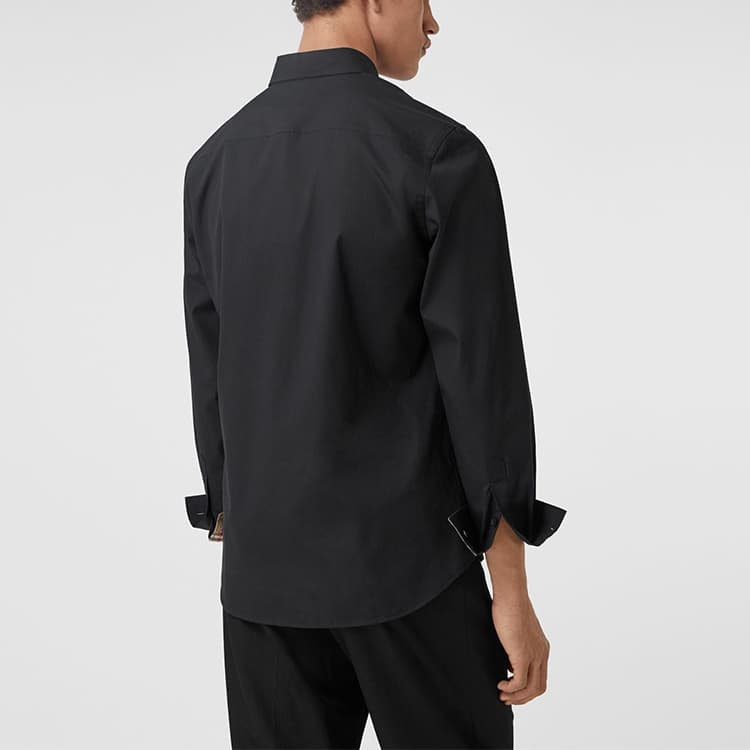 Рубашка из эластичного хлопкового поплина приталенного кроя Burberry с монограммой