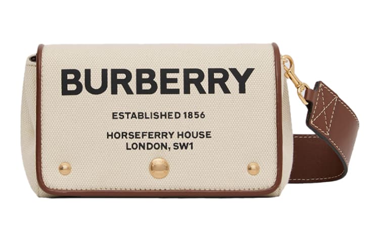 Burberry Cow Leather Messenger Bag, Shoulder Bag, Crossbody Bag Small Women's White/Tan