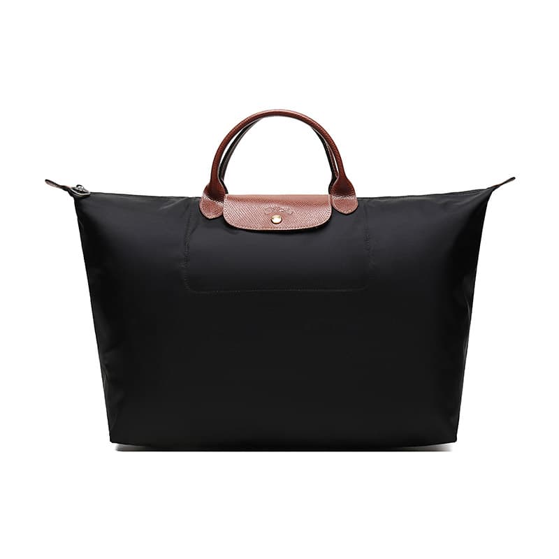 LONGCHAMP Le Pliage Recycled Polyamide Canvas With Cow Leather Canvas Bag, Travel Bag, Handbag Large Women's Black