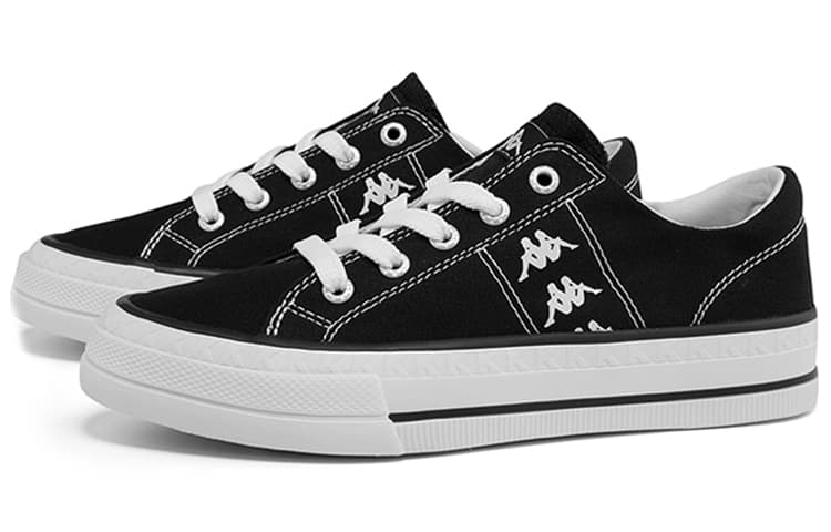 Противоскользящие износостойкие низкие парусиновые туфли Kappa унисекс, черные, белые