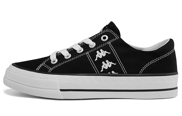 Kappa Anti Slip Wear Resistant Low Top Canvas Shoes Unisex Black White