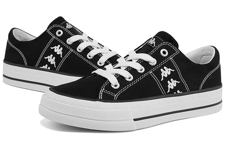 Противоскользящие износостойкие низкие парусиновые туфли Kappa унисекс, черные, белые