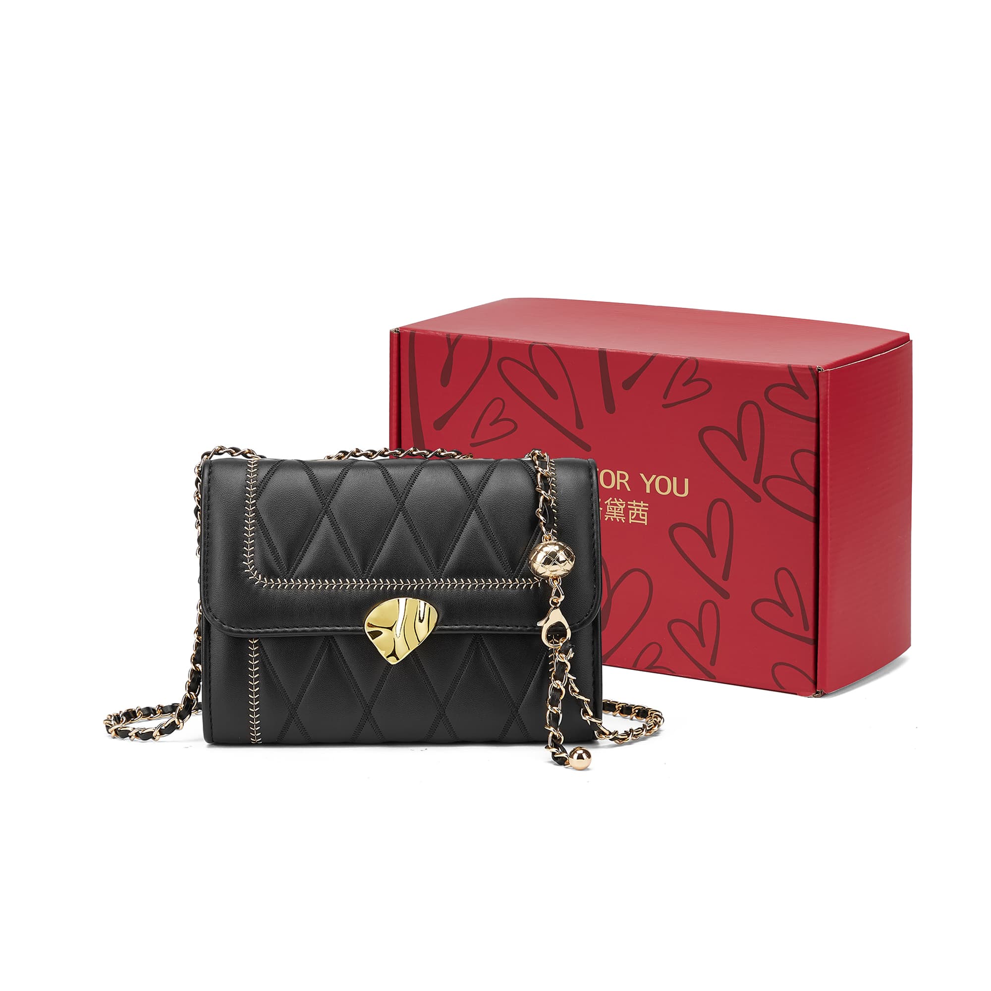 CORALDAISY Synthetic Leather Crossbody Bag, Shoulder Bag Women's Black/White