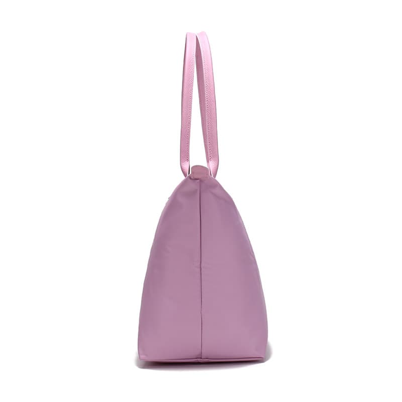 LONGCHAMP Холст из полиамида с натуральной телячьей кожей Холщовая сумка на одно плечо Сумка большого размера Женская розовая