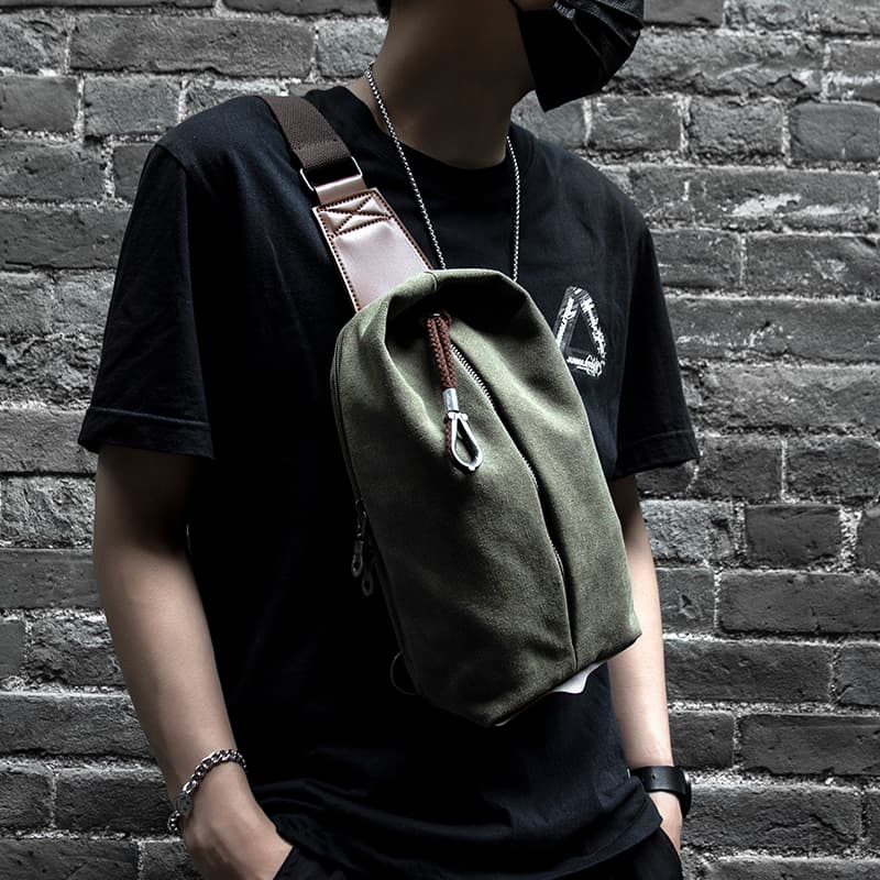 Холщовая сумка MOYYI, мужская сумка-слинг, маленький размер, серая, дымчато-голубая