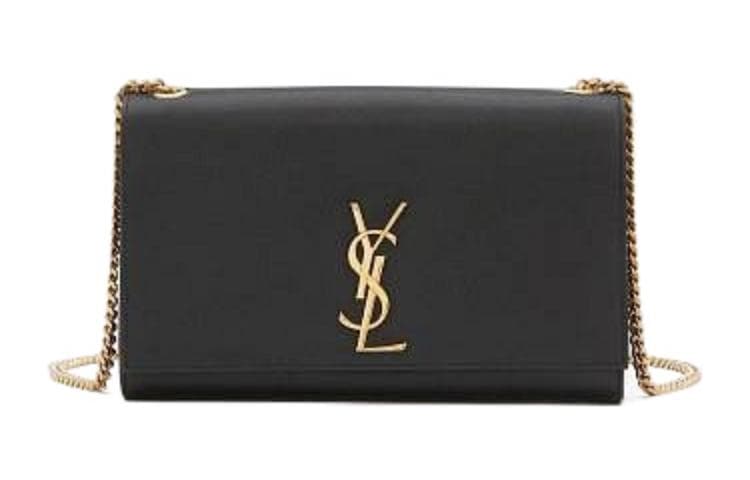 SAINT LAURENT Сумка через плечо из зернистой кожи с тиснением, сумка через плечо, средняя женская, черная