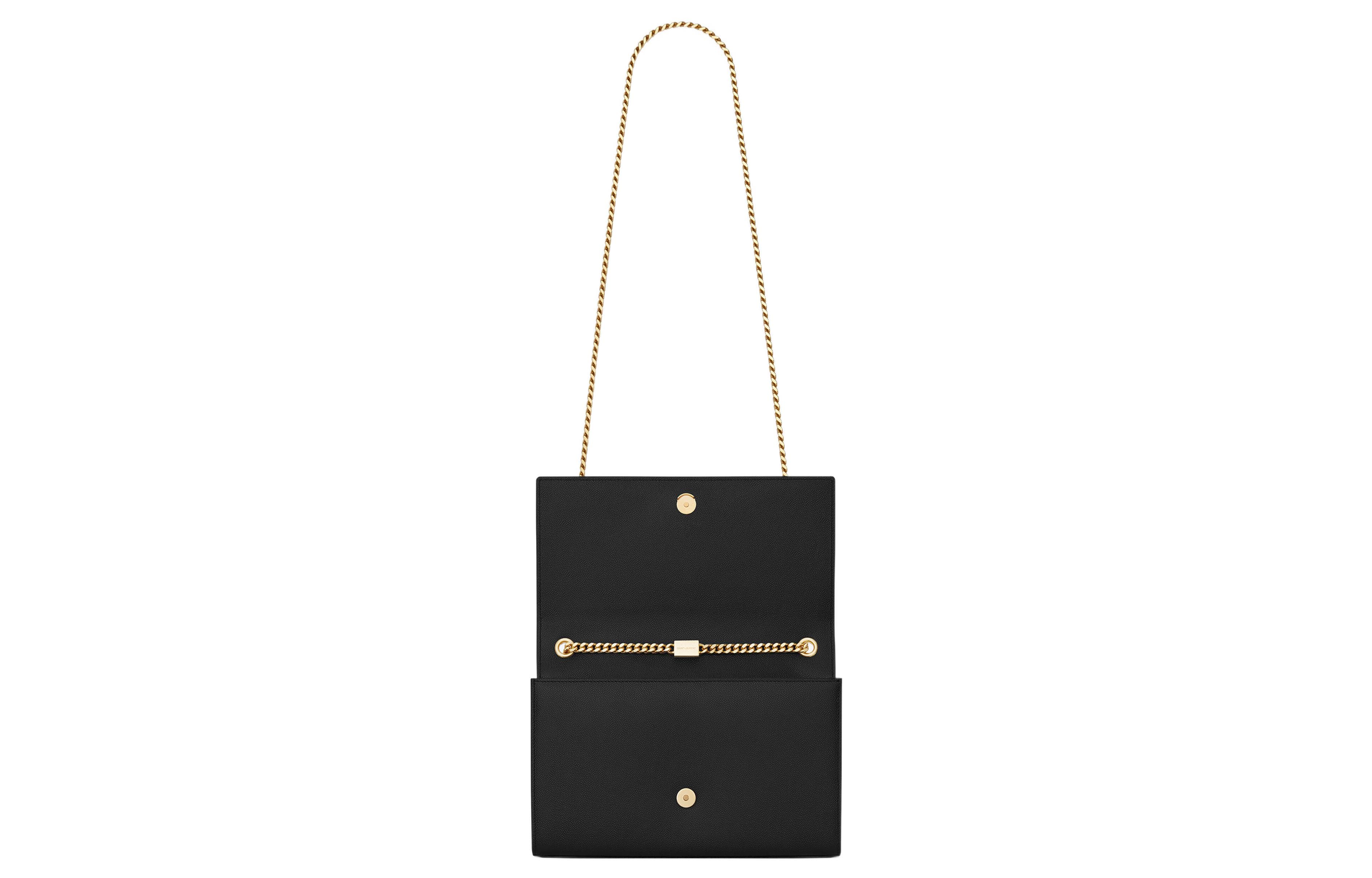 SAINT LAURENT Сумка через плечо из зернистой кожи с тиснением, сумка через плечо, средняя женская, черная