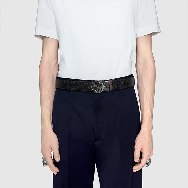 Двусторонний фирменный ремень GUCCI