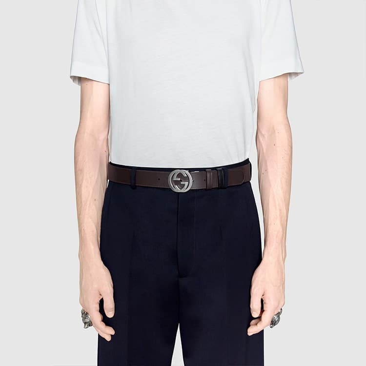 Двусторонний фирменный ремень GUCCI