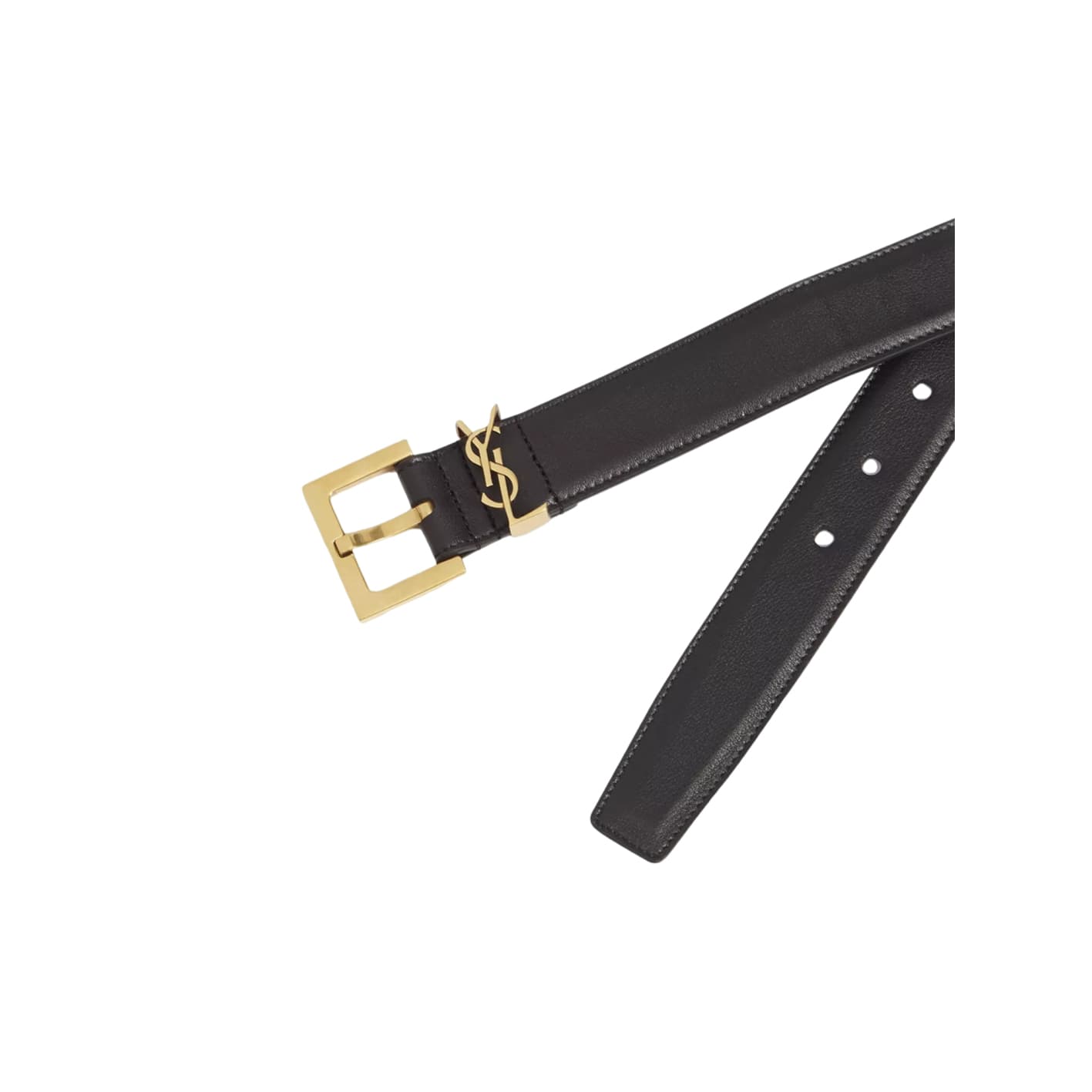 Кожаные ремни SAINT LAURENT Monogramme унисекс, черные Ширина: 3 см