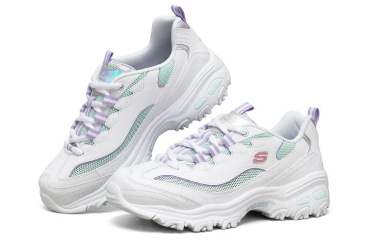 Skechers D'LITES 1.0 Амортизирующие, устойчивые к истиранию дышащие низкие кроссовки на массивной подошве, женские светло-зеленые