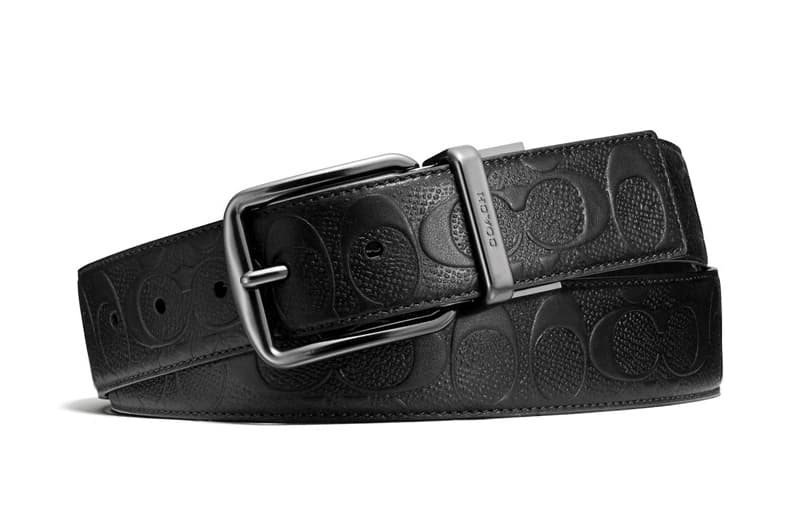 COACH Wide Signature Reversible Leather Belt Black