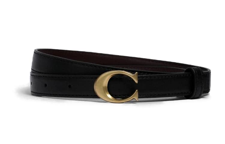 COACH Cow Leather Belts Women's Black Width 1.8CM