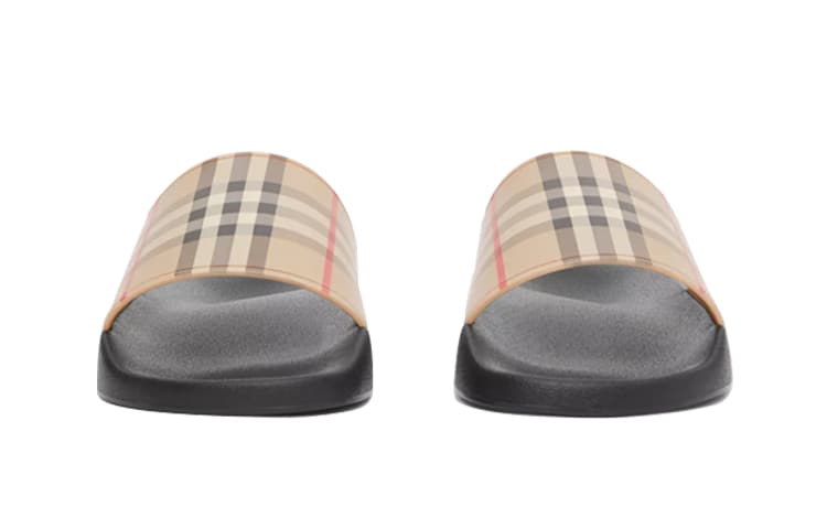 Шлепанцы в клетку Burberry Furley Archive бежевые