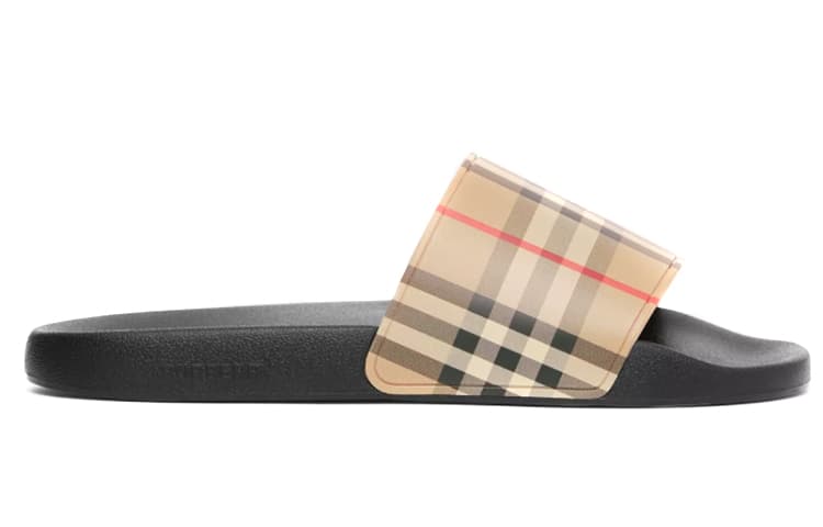 Шлепанцы в клетку Burberry Furley Archive бежевые