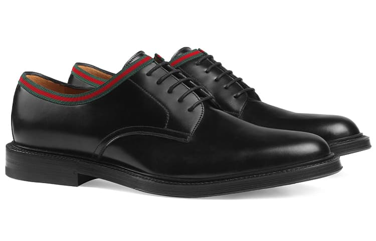 GUCCI Web Lace Up, черный, зеленый, красный