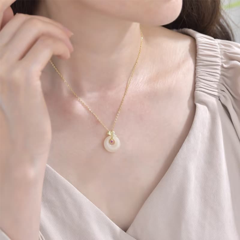 Ожерелья ORTAFFA, женские бледно-зеленовато-белые нефритовые ожерелья