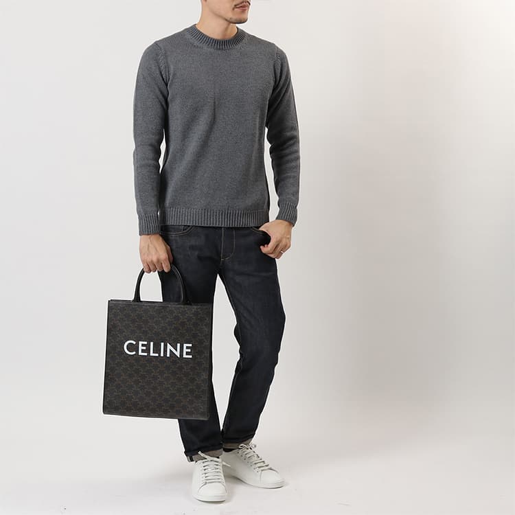 CELINE Cabas Canvas с кожаной сумкой через плечо, сумка среднего размера, унисекс, черная