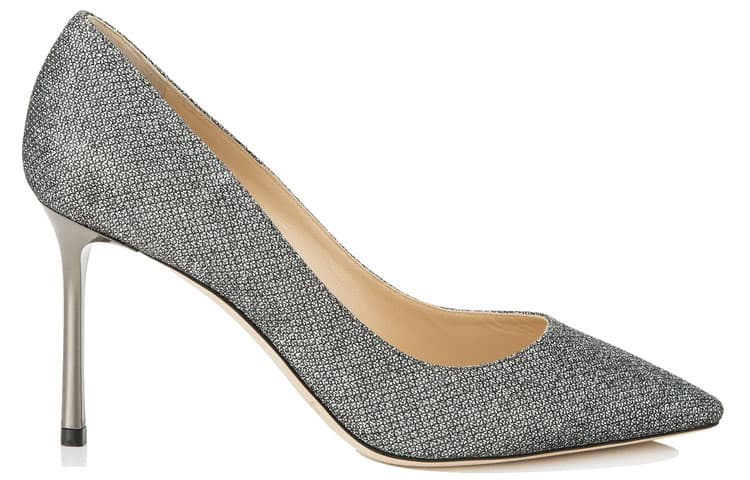 Jimmy Choo ROMY Женские туфли на высоком тонком каблуке, серебристые