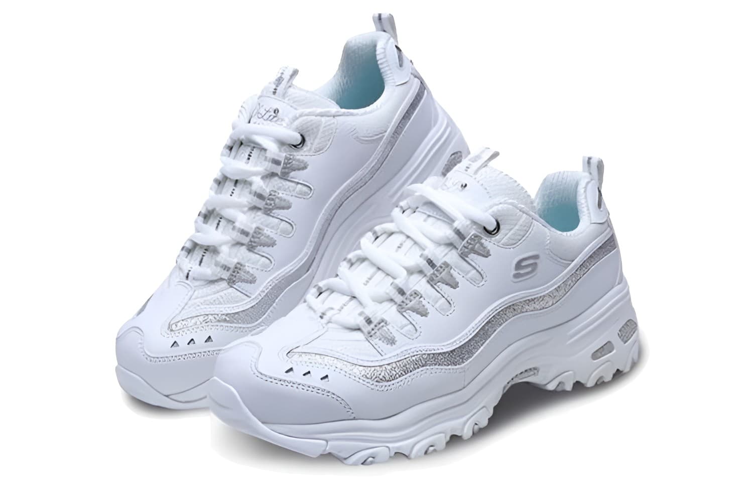 Женские кроссовки Skechers D'lite Now & then, цвет "белое серебро"