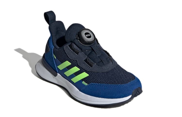 Adidas Rapidarun Boa K Противоскользящие, устойчивые к истиранию, дышащие Детские кроссовки со средним верхом Синий Зеленый Детский