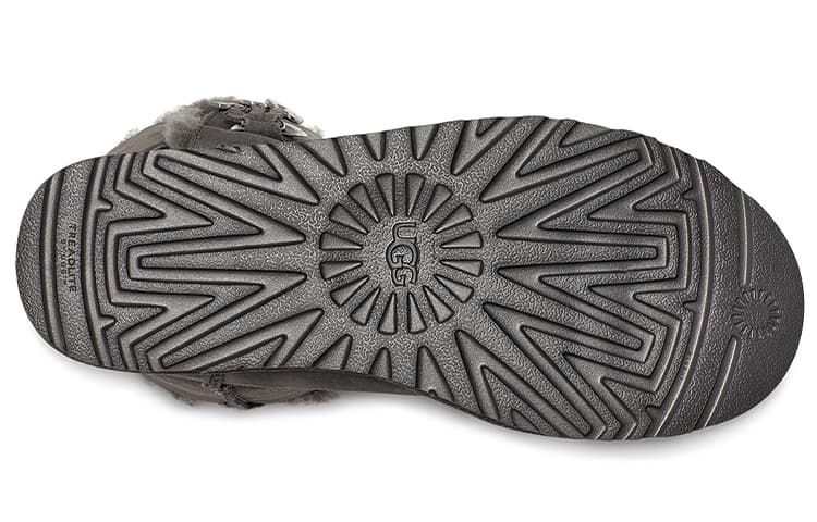 UGG Bailey Button UGG с подвеской в ​​виде металлического алфавита, женские на флисовой подкладке, «серые»