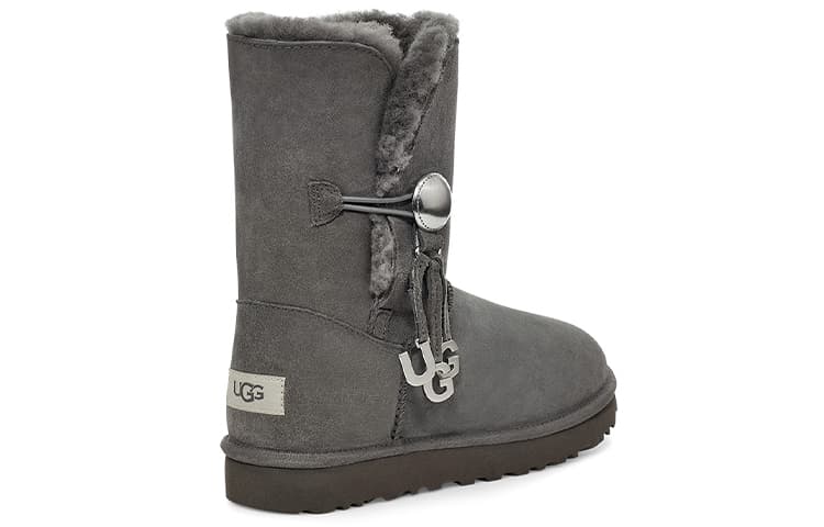 UGG Bailey Button UGG с подвеской в ​​виде металлического алфавита, женские на флисовой подкладке, «серые»