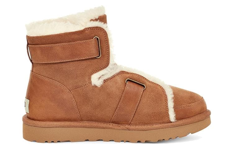 Коричневые женские ботинки UGG Dune Mini с пряжкой на флисовой подкладке